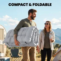 Outsunny Sleeping Mat, Camping Mat Pad with Elastic Straps, Light Grey(m-6)