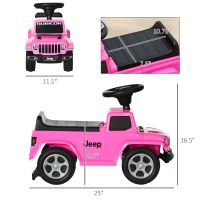 Aosom Kids Ride on Push Car, with Engine Sounds & Under-Seat Storage, Foot-to-Floor Ride on Sliding Car with Horn, Sit and Scoot Ride on Toy, Ages 1.5-3 Years, Pink(m-3)