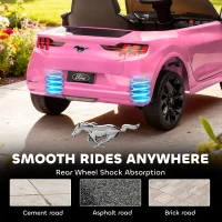 Qaba 12V Kids Ride On Car, Licensed Ford Mustang Mach-E Electric Car with Remote Control, LED Light, Music, Pink(m-8)