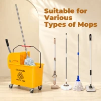 HOMCOM Compact Mop Bucket with Wringer, Mop Bucket on Wheels, 5 Gallon, Separate Dirty and Clean Water, Yellow(m-5)