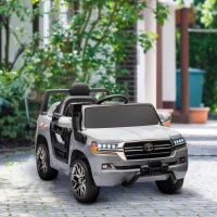 Qaba 12V Toyota LAND CRUISER Licensed Kids Car w/ Remote Control, Four Wheel Spring Suspension, Soft Start, LED Light, Grey(m-8)