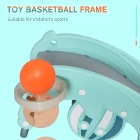 Qaba 3-in-1 Kids Portable Slide Rocking Horse Toy with Basketball Hoop for Age 1.5-3 Boys and Girls, Mint Green(m-7)
