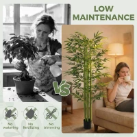 HOMCOM Indoor Fake Plants, Artificial Bamboo Tree with Adjustable Shape for Home Office Living Room Decor, Green(m-6)