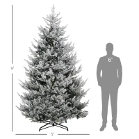 HOMCOM 9 FT Artificial Christmas Tree, Flocked Hinged Xmas Tree with 1939 Tips, Steel Base, Auto Open, Green(m-3)
