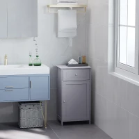 kleankin Bathroom Cabinet with Drawer and Shelf, Toilet Vanity Cabinet for Toilet Paper, Towels or Shampoo, Grey(m-10)