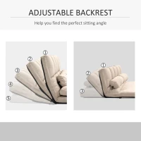HOMCOM Convertible Floor Sofa Chair, Folding Couch Bed, Guest Chaise Lounge with 2 Pillows, Adjustable Backrest and Headrest, 51.25" L, Beige(m-6)