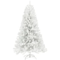 HOMCOM 7.5ft Unlit Artificial White Christmas Tree, Holiday Decor with 1346 Branch Tips, Auto Open and Steel Base(m-11)