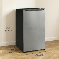HOMCOM 2.1 Cu. Ft. Mini Freezer, Compact Upright Freezer with Reversible Door, Removable Shelf, Adjustable Temperature, Silver(m-3)