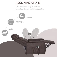 HOMCOM Power Lift Chair with Vibration Massage, Fabric Upholstered Recliner Chair for Elderly with Remote Control, Side Pockets, Brown(m-4)