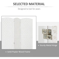 HOMCOM Room Divider, 4 Panel Folding Privacy Screen, 6FT Tall Portable Weave Partition Wall Divider for Bedroom, White(m-5)