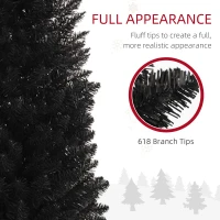 HOMCOM 8ft Unlit Pencil Artificial Christmas Tree with Realistic Branches and 618 Tips, Plastic Base, Black(m-6)
