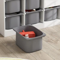 Qaba 3 Layers Toy Storage Organizer Kids Bookshelf Children Toy Storage w/ 6 Plastic Bins, Grey(m-7)