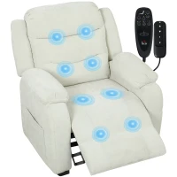 HOMCOM Massage Recliner Chair, Power Recliner with Quiet Brushless Motor, Remote, Pockets, 2 Memory Positions, Beige(m-9)