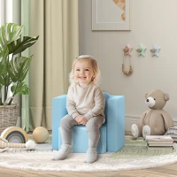 Qaba 2-in-1 Convertible Table and Chair Set for Boys Girls for Boys Girls, Light Blue(m-2)