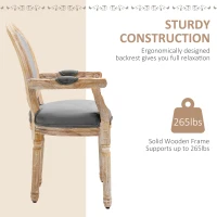 HOMCOM Vintage Dining Chair with Round Back, Thick Sponge Padded Seat and Section Armrest with Wood Frame, Gray(m-6)