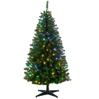 HOMCOM 6' Artificial Prelit Christmas Trees with Warm White or Colorful LED Lights, Auto Open(m-1)