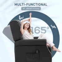 HOMCOM Massage Recliner Chair for Living Room, Push Back Recliner Sofa, Suede Wingback Reclining Chair with Extendable Footrest, Wood Legs, Remote Control, Side Pockets, Black(m-5)