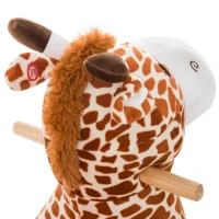 Qaba Kids Plush Rocking Horse Giraffe Style Themed Ride-On Chair Toy With Sound Brown(m-8)