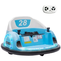 Qaba 12V Bumper Car for Toddlers, Ride On Car with 360 Degree Remote Control, Lights Music Horn, for 1.5-5 Years, Light Blue(m-13)