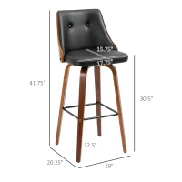 HOMCOM Bar Height Bar Stools Set of 2, Black(m-3)