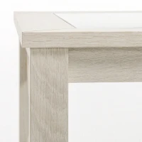HOMCOM Coffee Table with Tempered Glass Tabletop, Living Room Table with Wood Frame and Underneath Storage Shelf, White Oak(m-9)