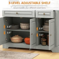 HOMCOM Modern Kitchen Storage Cabinet, Coffee Bar Cabinet with 2 Drawers and Adjustable Shelves for Dining Room(m-5)