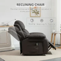 HOMCOM Living Room Power Lift Chair, PU Leather Electric Recliner Sofa Chair for Elderly with Remote Control, 3 Positions, Side Pockets, Extended Footrest, Brown(m-5)