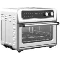 HOMCOM Air Fryer Toaster Oven, 21QT 8-In-1 Convection Oven Countertop, Broil, Toast, Dehydrator, Thaw and Air Fry,  Accessories Included, 1800W, Stainless Steel Finish(m-1)