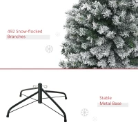 HOMCOM 6ft Flocked Christmas Tree, Pencil Artificial Xmas Tree with Faux Snow, Dense Branches, Foldable Metal Base for Indoor Holiday Decor(m-7)