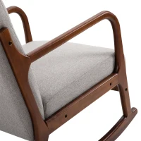 HOMCOM Upholstered Rocking Armchair with Wood Base and Linen Fabric Padded Seat for Living Room, Grey(m-8)
