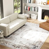 HOMCOM 9x12 Boho Area Rug, Machine Washable Carpet for Living Room, Bedroom, Dining Room, Kitchen, Home Office, Brown(m-11)