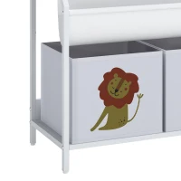 Qaba Kids Bookshelf, 3-Tier Sling Bookshelf with Toy Storage, Montessori Toy Organizer with Non-Woven Drawers for Kids Room(m-10)