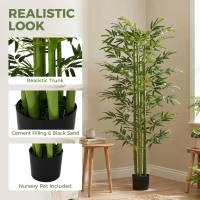 HOMCOM Indoor Fake Plants, Artificial Bamboo Tree with Adjustable Shape for Home Office Living Room Decor, Green(m-4)