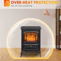 HOMCOM Fireplace Stove, Electric Fireplace Heater with Realistic LED Flames and Logs, 725W/1450W, Black(m-6)