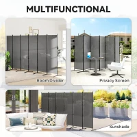 Outsunny 6 Panel Folding Outdoor Privacy Screen with Stable Base, 5.7FT Tall Room Divider with UV30+ Protection, Grey(m-4)