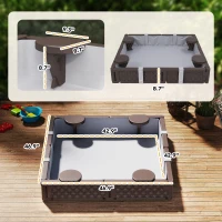 Qaba Kids Sandbox with Cover, 4 Corner Seats, Bottom Liner for Backyard, Garden, Outdoor, 47" x 47" x 9", Dark Brown(m-3)