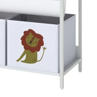 Qaba Kids Bookshelf, 3-Tier Sling Bookshelf with Toy Storage, Montessori Toy Organizer with Non-Woven Drawers for Kids Room(m-12)