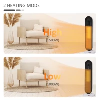 HOMCOM Oscillating Ceramic Tower Indoor Space Heater for Home, Adjustable Thermostat, 24H Timer & Remote Control, Tip-Over and Overheating Safety Protection, 25 Inches, 1500W/1000W(m-9)