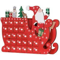HOMCOM Wooden Christmas Advent Calendar with 24 Countdown Drawers, Reusable Holiday Decor Xmas Gift for Kids Adults, Red(m-1)