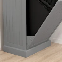HOMCOM 10 Gallon Tilt Out Trash Cabinet, Wooden Hidden Trash Can with Storage Drawer for Kitchen, Laundry Hamper Cabinet for Bathroom, Gray(m-9)