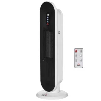 HOMCOM Oscillating Ceramic Tower Indoor Space Heater for Home, Adjustable Thermostat, 24H Timer & Remote Control, Tip-Over and Overheating Safety Protection, 25 Inches, 1500W/1000W(m-11)