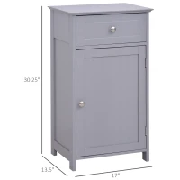 kleankin Bathroom Cabinet with Drawer and Shelf, Toilet Vanity Cabinet for Toilet Paper, Towels or Shampoo, Grey(m-3)