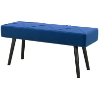 HOMCOM 39 Inches Upholstered Bedroom Bench, Modern End of Bed Bench with Steel Legs, Dark Blue(m-2)
