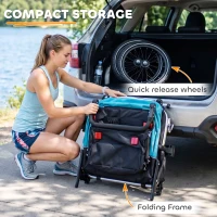 Qaba 3-in-1 Bike Trailer for Kids, Baby Stroller and Jogger, Foldable Child Bicycle Trailer with Reclining Seat, Blue(m-7)