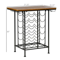 HOMCOM 24-Bottle Industrial Modern Wine Rack Table, Freestanding 6 Tier Wine Bottle Organizer with Glass Stemware Holder , Natural / Black(m-6)