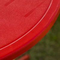 Outsunny Kids Table and Chair Set, Outdoor Folding Garden Furniture, Picnic Table for Patio Backyard, with Removable & Height Adjustable Sun Umbrella, Red(m-8)