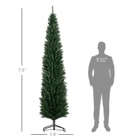 HOMCOM 8' Artificial Pencil Christmas Trees Holiday Decoration with Colorful LED Lights, Steel Base, Skinny Shape(m-3)