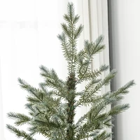 HOMCOM 6' Artificial Wide Christmas Tree Holiday Décor, with Easy-to-Shape Branches, Auto Open, Steel Base, Green(m-9)