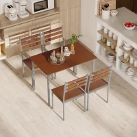 HOMCOM Modern Dining Table Set for 4, 5-Piece Kitchen Table Set, Rectangular Dining Table and 4 Chairs for Small Space, Dinette, Breakfast Nook, Brown(m-10)