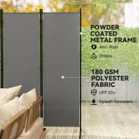 Outsunny 6 Panel Folding Outdoor Privacy Screen with Stable Base, 5.7FT Tall Room Divider with UV30+ Protection, Grey(m-7)